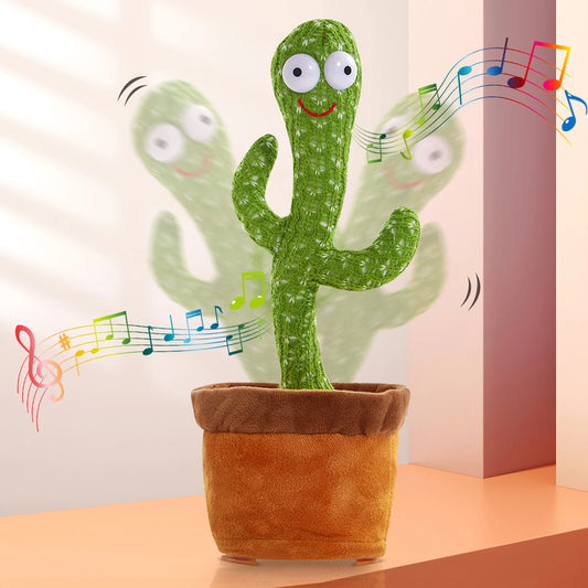 HellaCute Dancing Cactus Repeat Talking Toy Electronic Plush Toys Can Sing Record Lighten USB Early Education Funny Gift Interactive Bled
